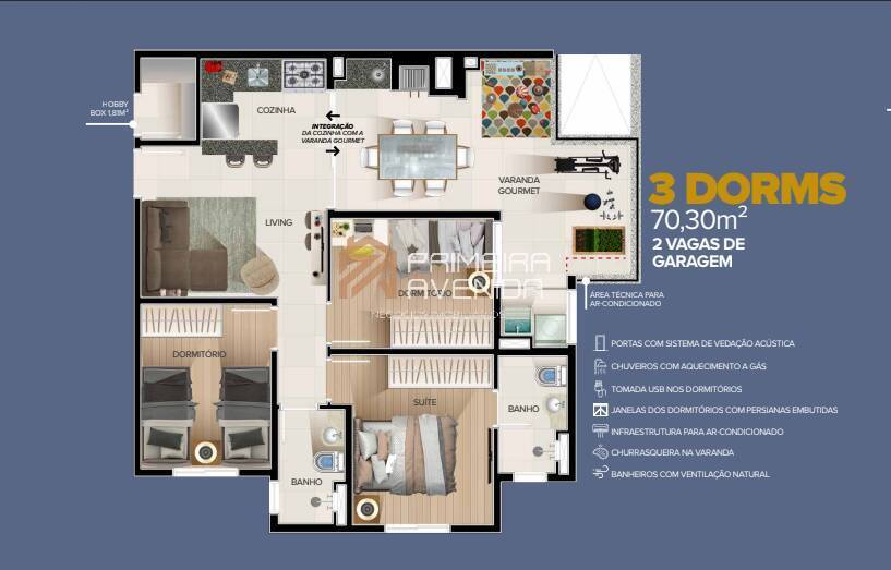 Apartamento à venda com 3 quartos, 70m² - Foto 2