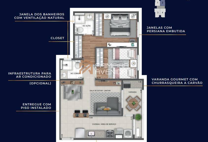 Apartamento à venda com 2 quartos, 60m² - Foto 4