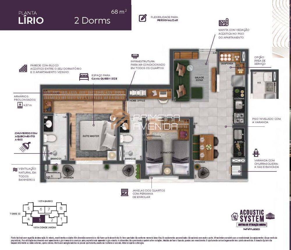 Apartamento à venda com 2 quartos, 68m² - Foto 1