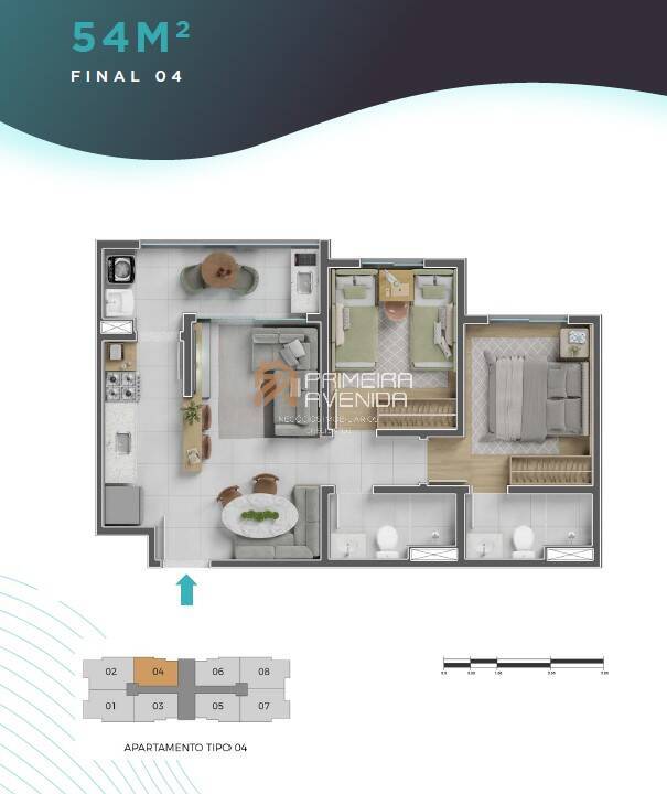 Apartamento à venda com 2 quartos, 54m² - Foto 9